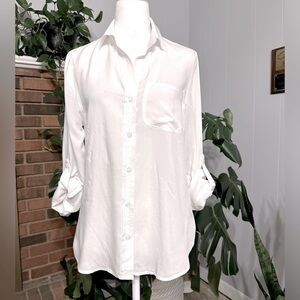 Velvet Heart 100% Rayon super soft roll up sleeve button down shirt Size XS